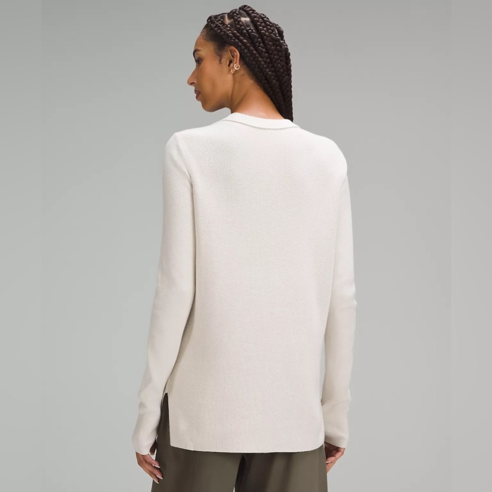 LuluLemon Take It All In Cotton-Blend Sweater in White Opal - Picture 2 of 10